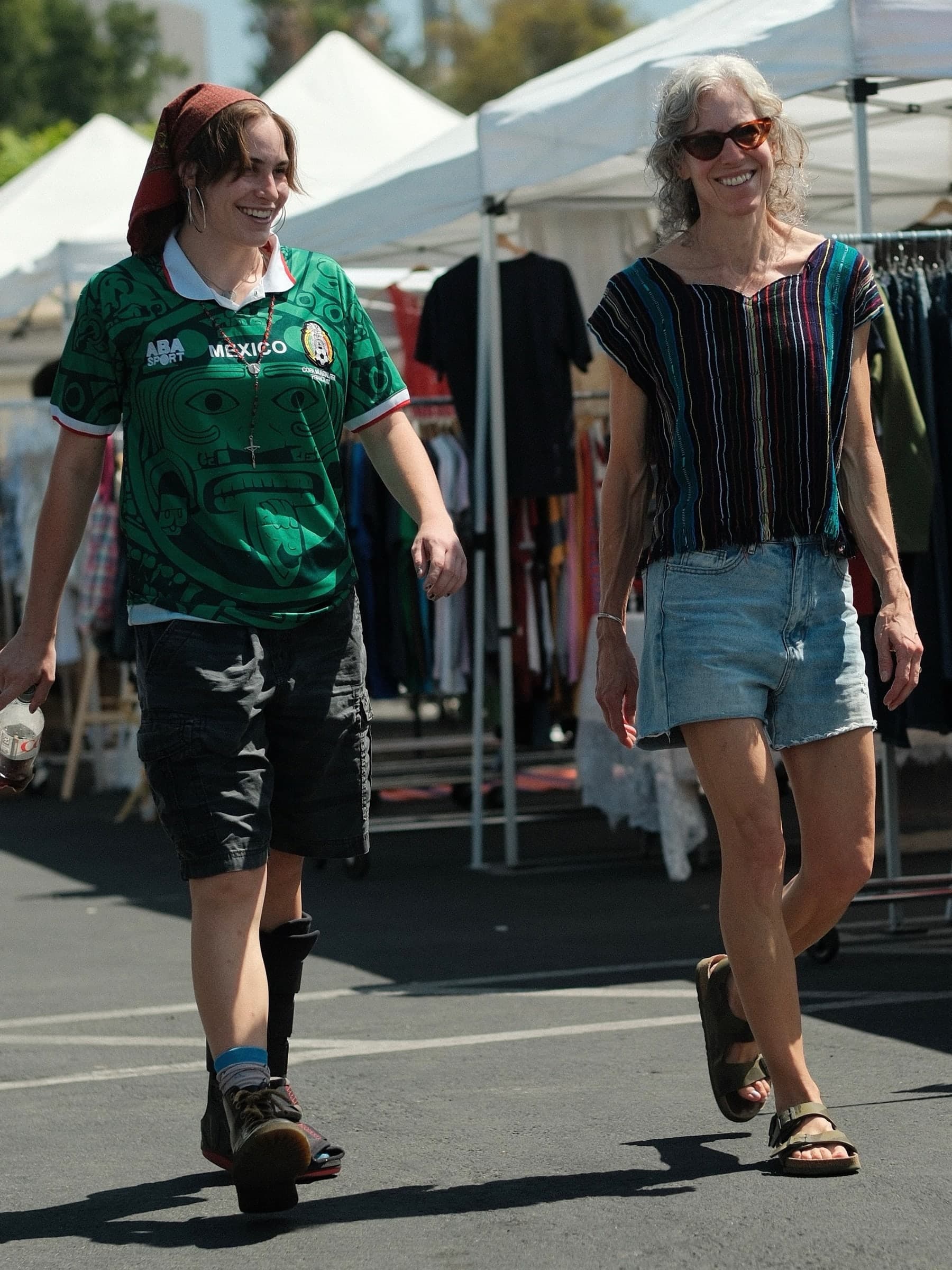Green Mexico jersey and a striped woven top