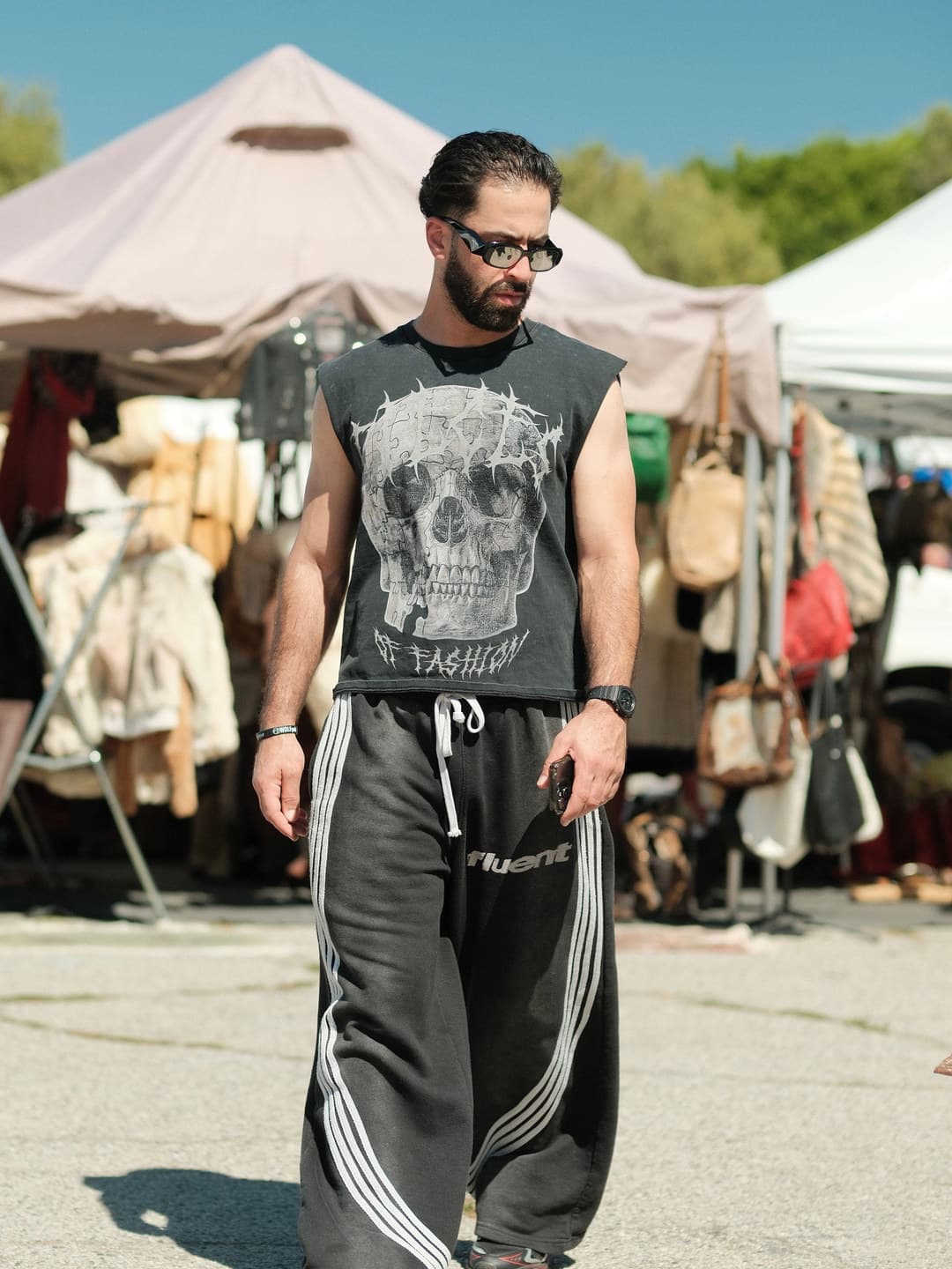 Fluent Loose Graphic Top and Wide-leg Graphic Pants