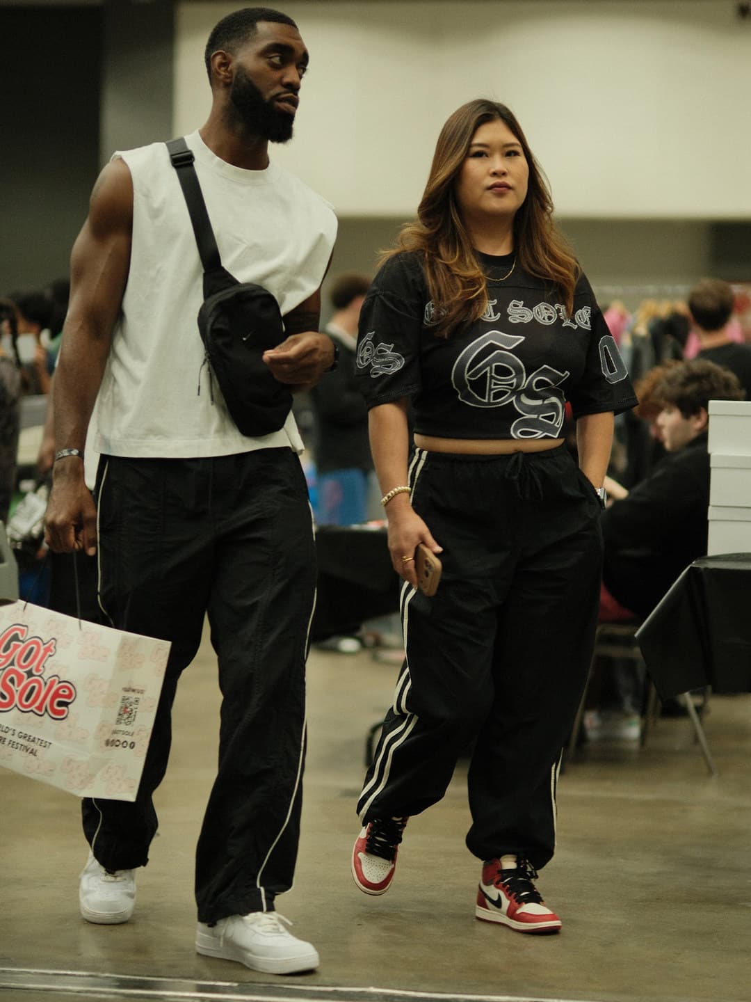 Cropped Got Sole jersey and white tank, black bottoms
