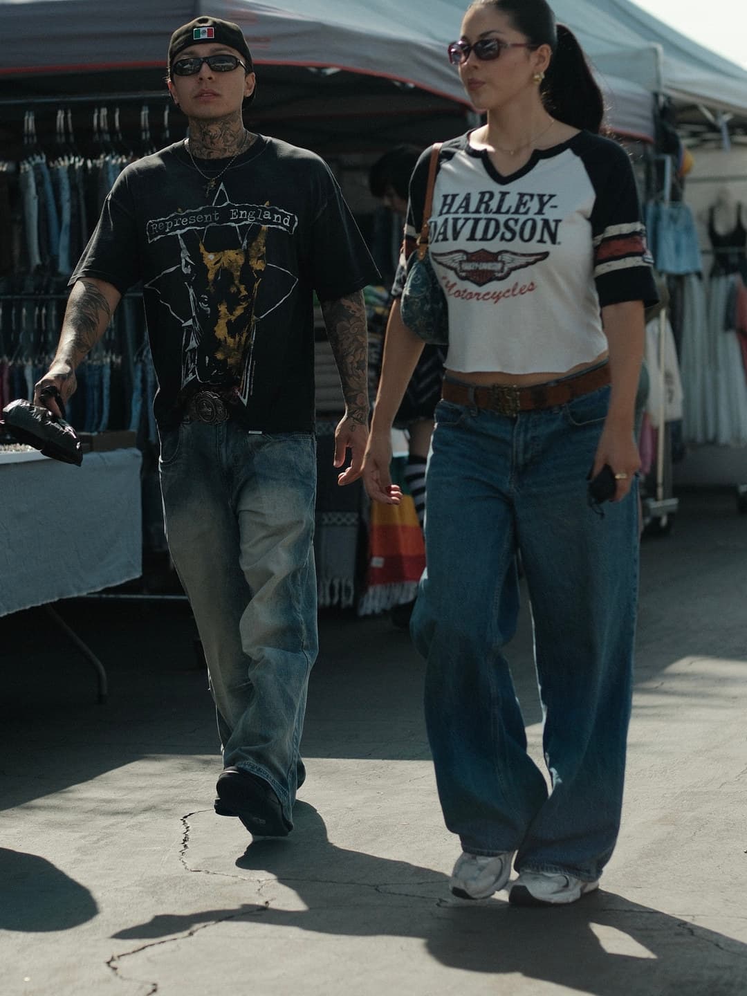 Two Graphic Tees and Two Very Wide Jeans