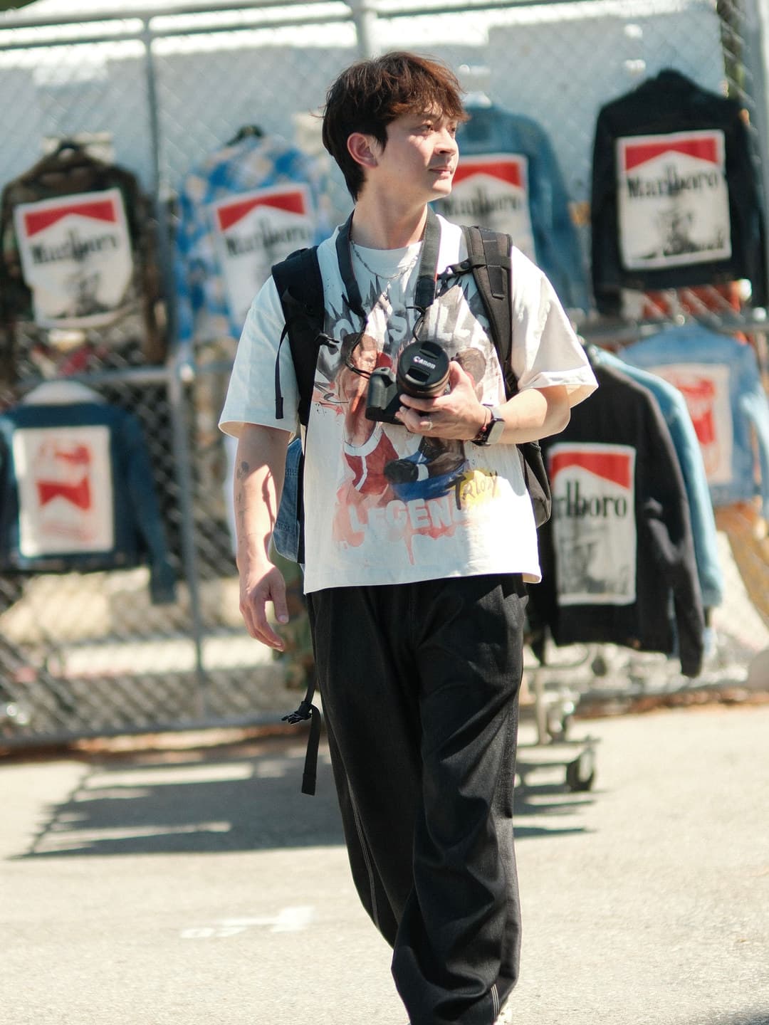 Loose Graphic T-shirt and Loose Pants in Melrose